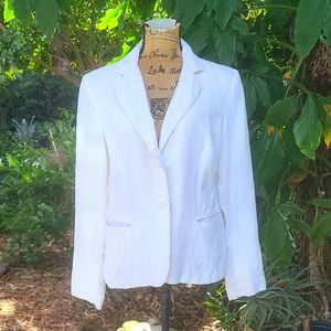 RW & Co creme linen lined blazer. Sz 10. Gently worn